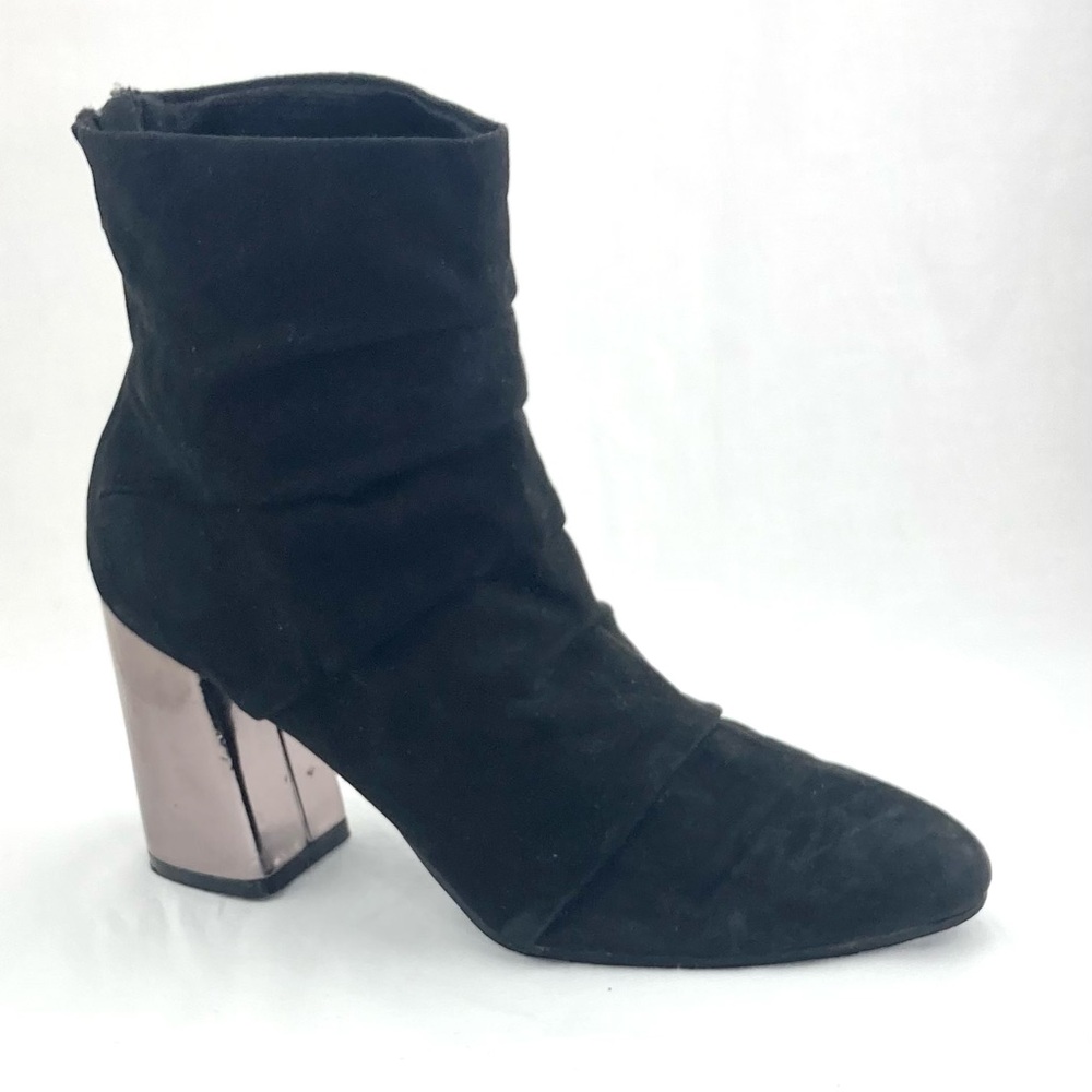 Christian Siriano Black Heeled Boots with Silver Accent